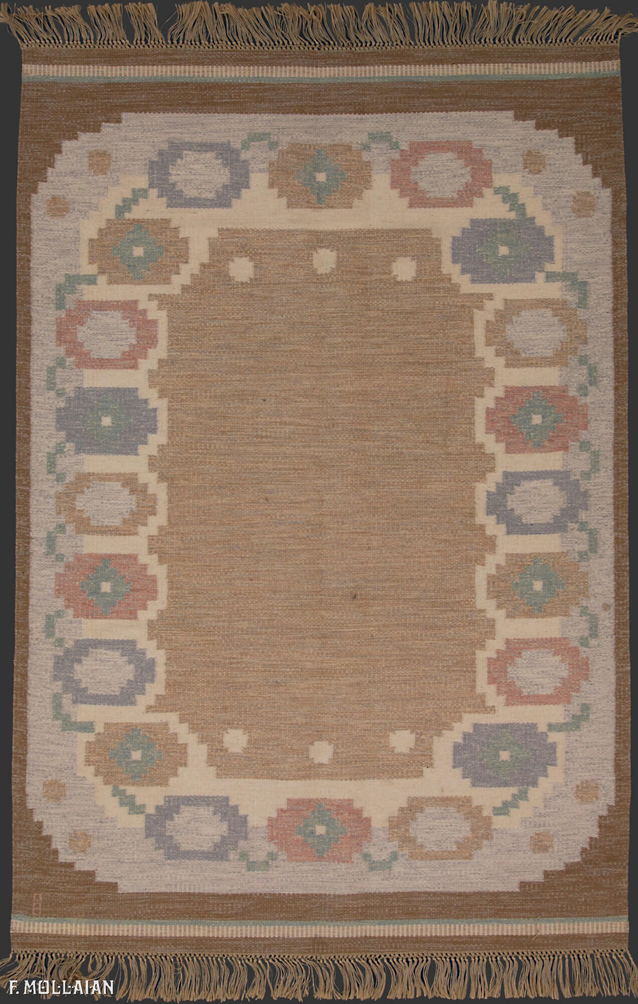 Semi-Antique Swedish Kilim n°:83712677